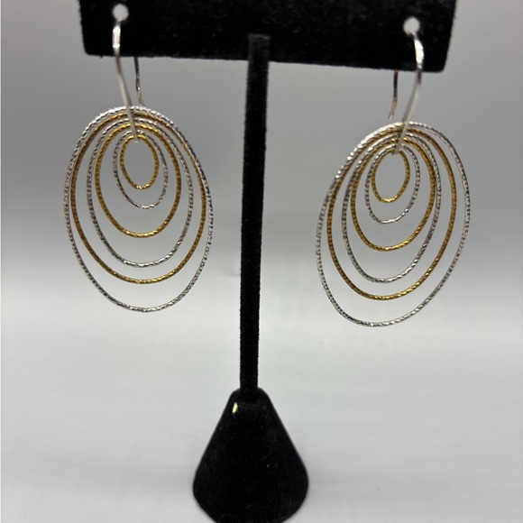 Made in Italy .925 (Sterling) Gold and Silver Hoop Earrings JP168 - Picture 1 of 9